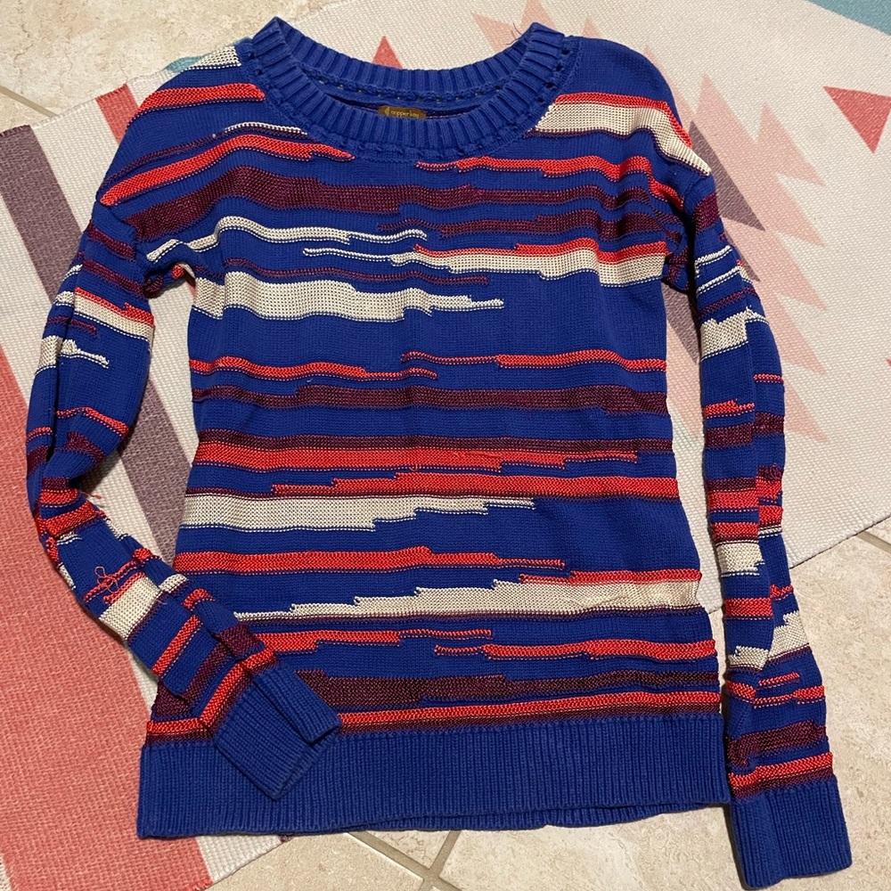 Cobalt Blue Colorful Striped Sweater